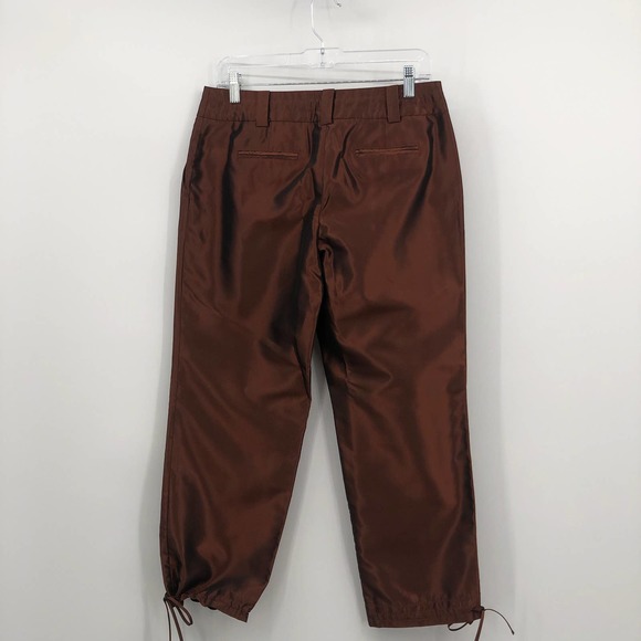 SoCa St John Metallic Pants Drawstring Tie Hem & Waist Pleated Front Brown 4 - Picture 4 of 8